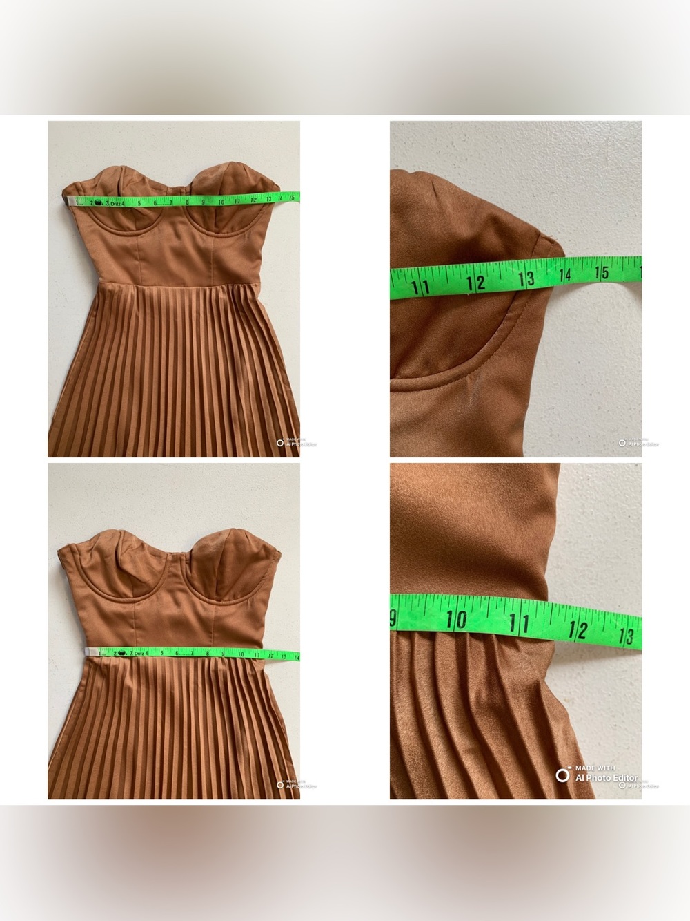 Lulu's Strapless Pleated Midi Dress in Chestnut Brown - Picture 13 of 15